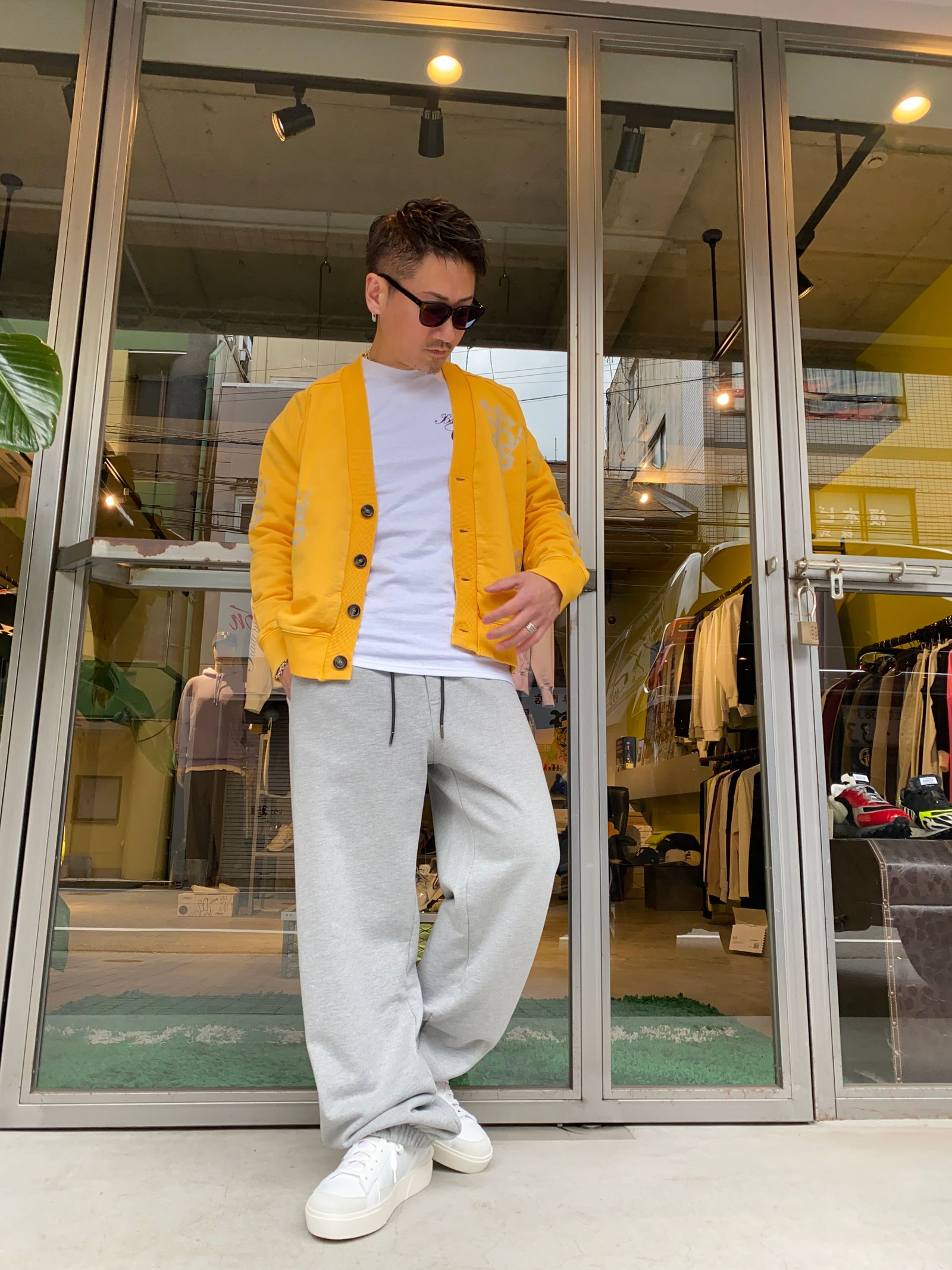 FLEECE CARDIGAN/FLOWER YELLOW