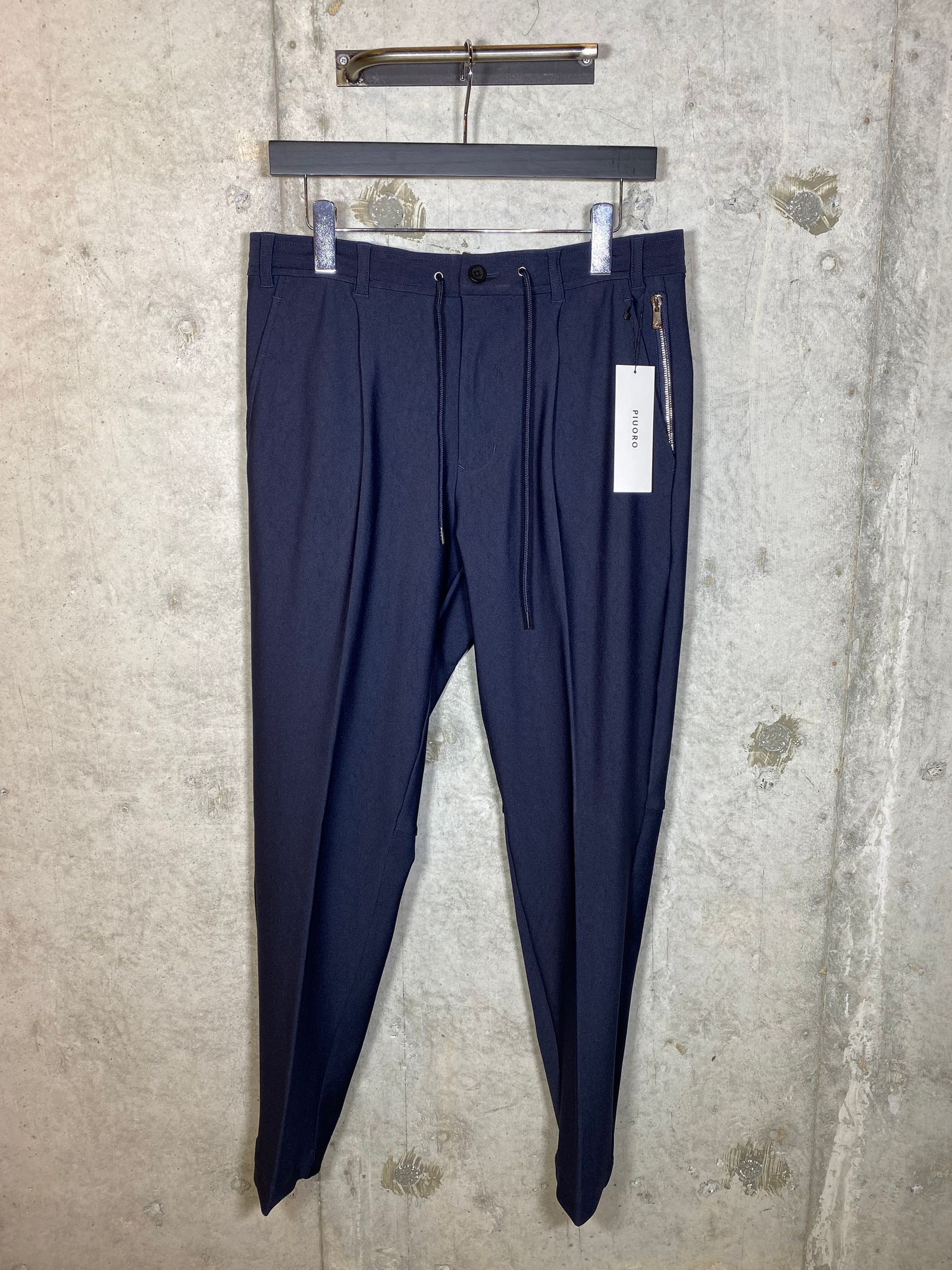 JERSEY ONE TUCK PANTS/NAVY