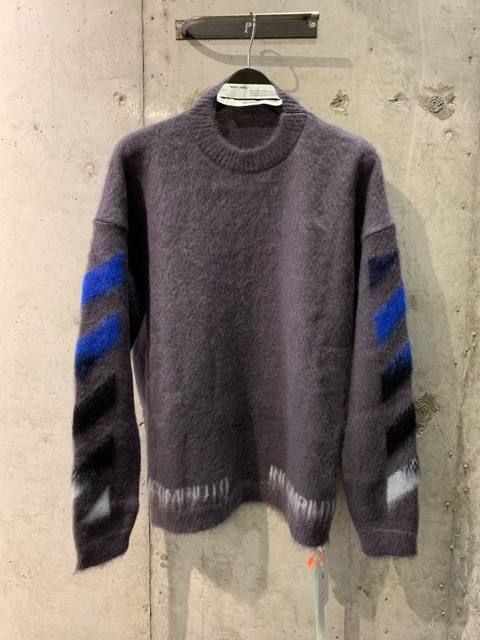DIAG BRUSHED MOHAIR crewneck(GREY)