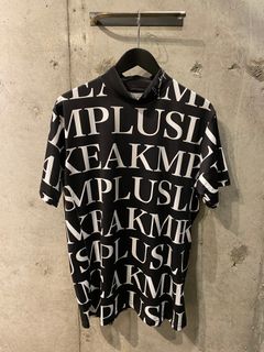 モックネックTシャツ総柄/BLACK