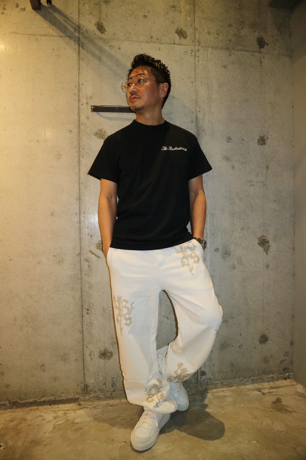 FLEECE ZIPPED PANTS/FLOWER WHITE