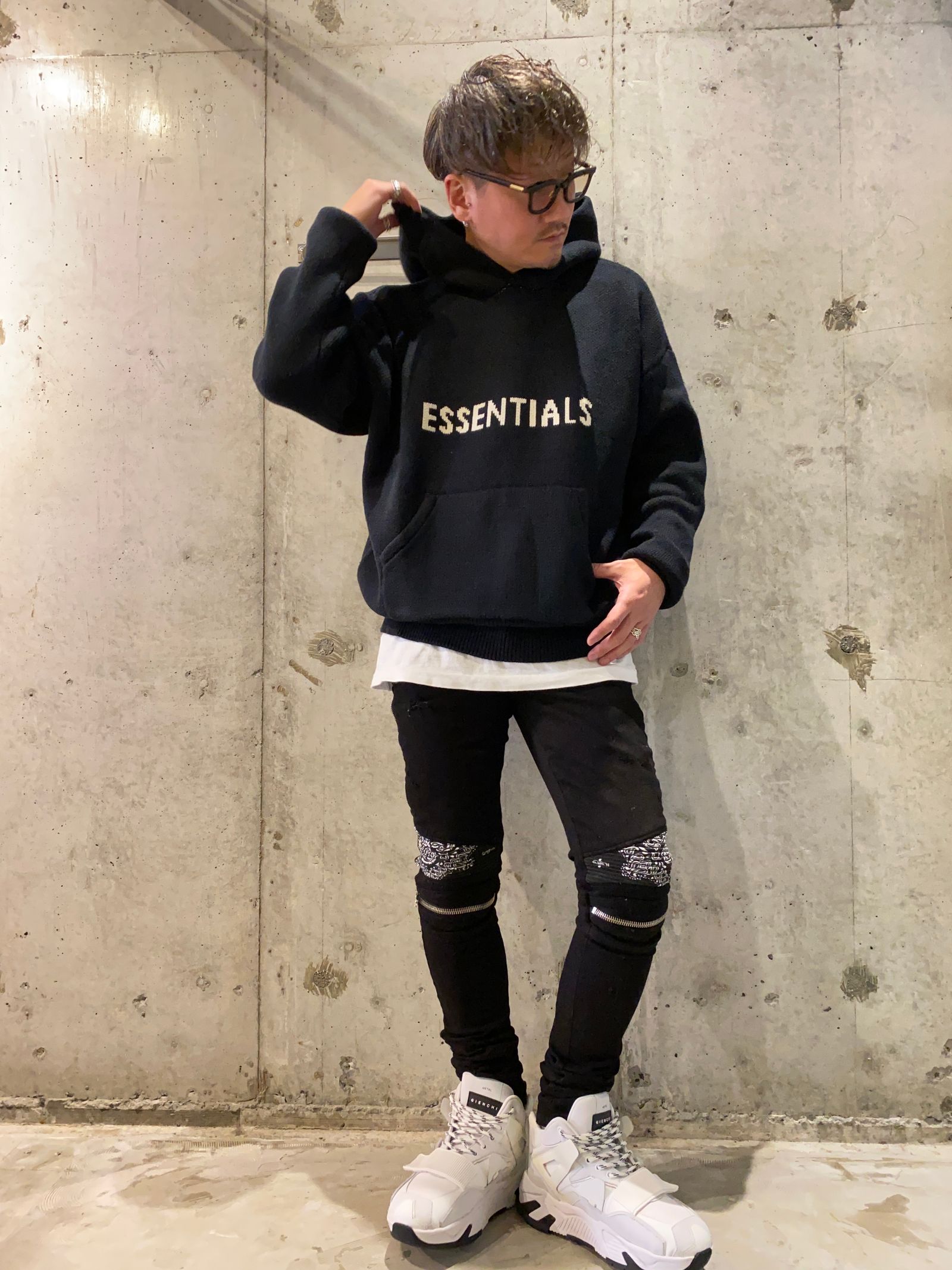 FOG ESSENTIALS KNIT HOODIE/Black