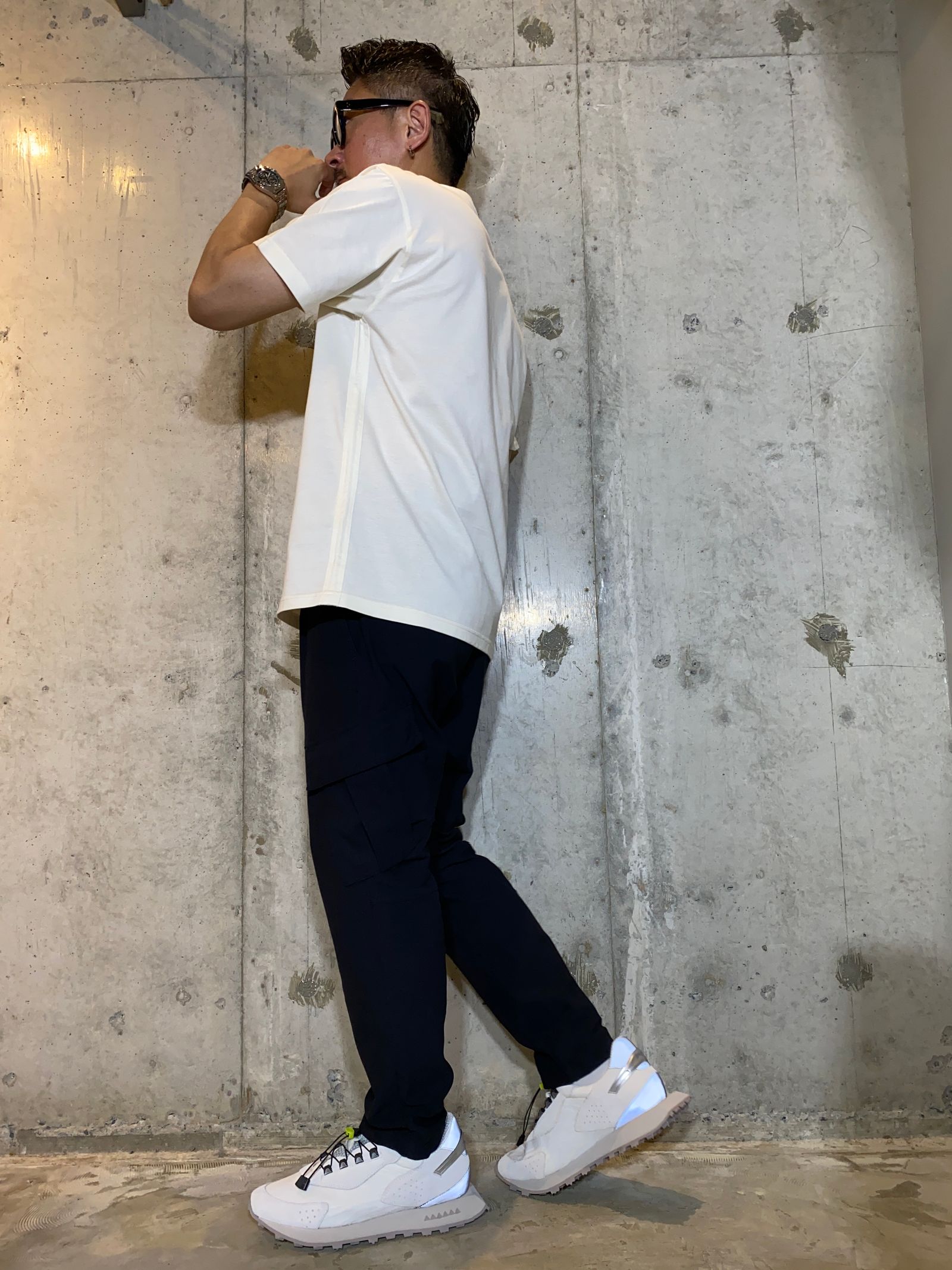 VEGAN LEATHER POCKET TEE/WHITE