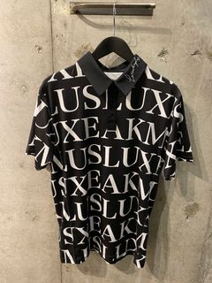 総柄ポロシャツ/BLACK