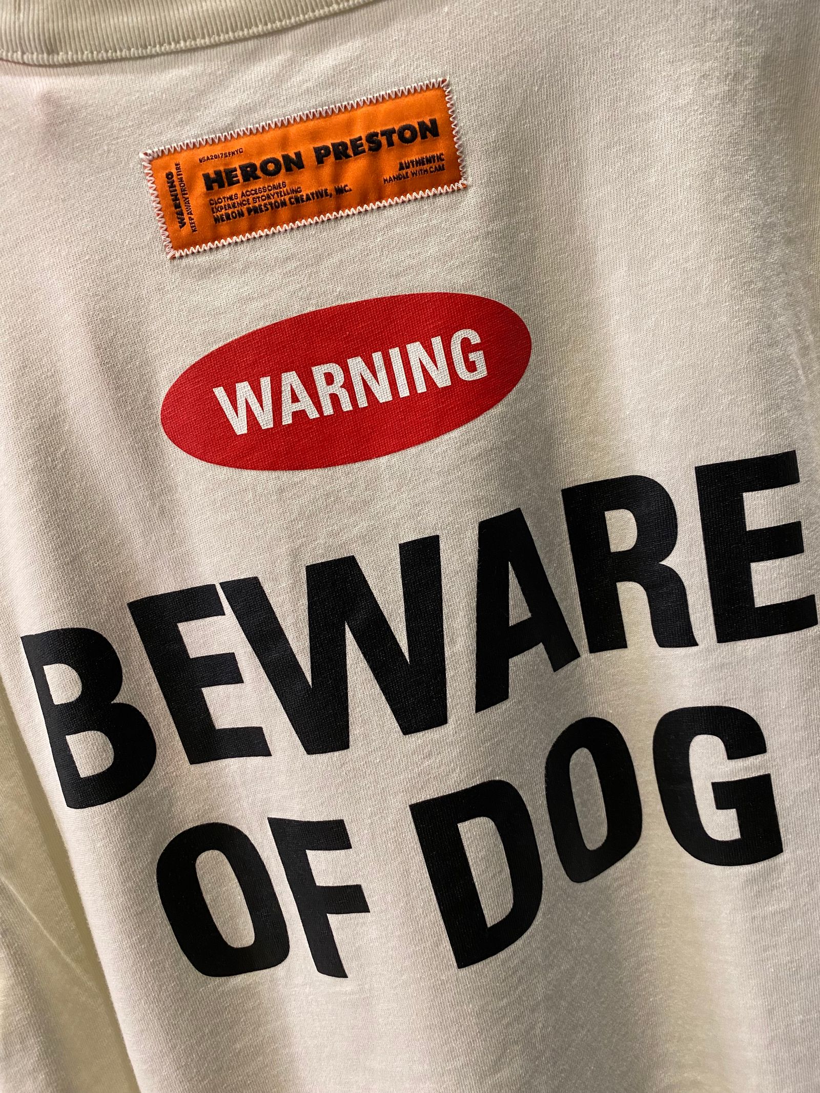 BEWARE OF DOG/white