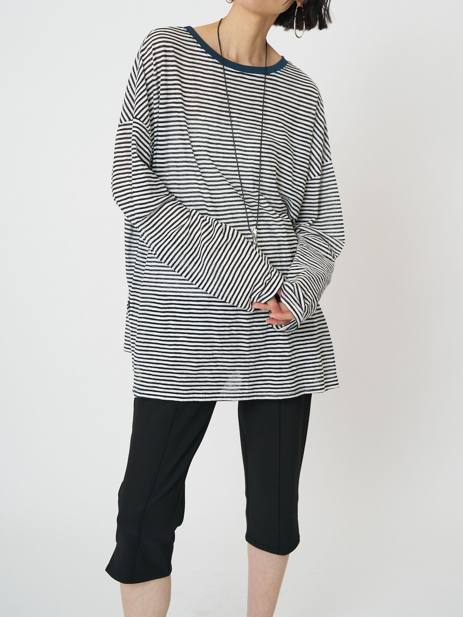 [8461-107KK] シアーボーダーTee グリーン