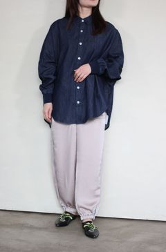 サテンラインワイドパンツ ライトベージュ