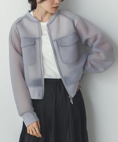 シアーダンボール ダブルジップ ブルゾン グレー