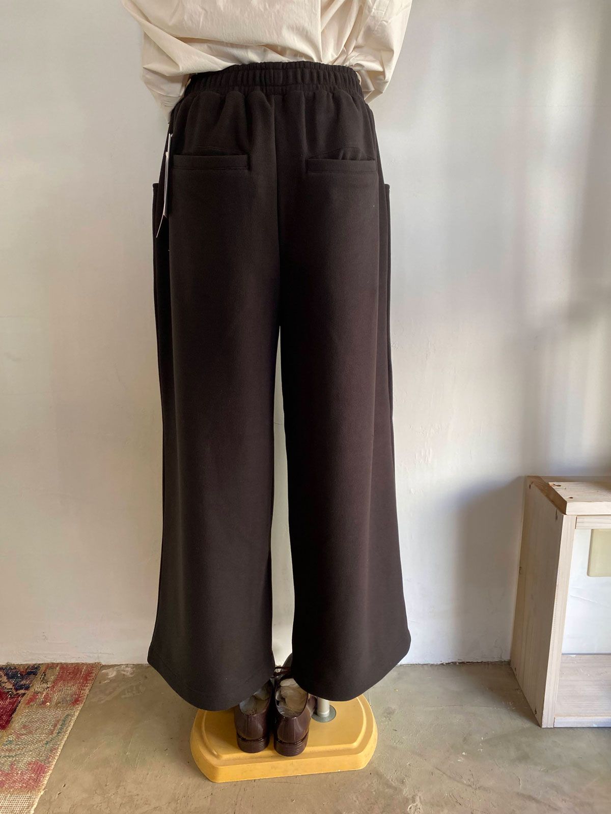 ベロアボンディング スウェットワイドパンツ ブラック