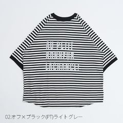天竺ボーダーLACHANCE Tシャツ ライトグレー