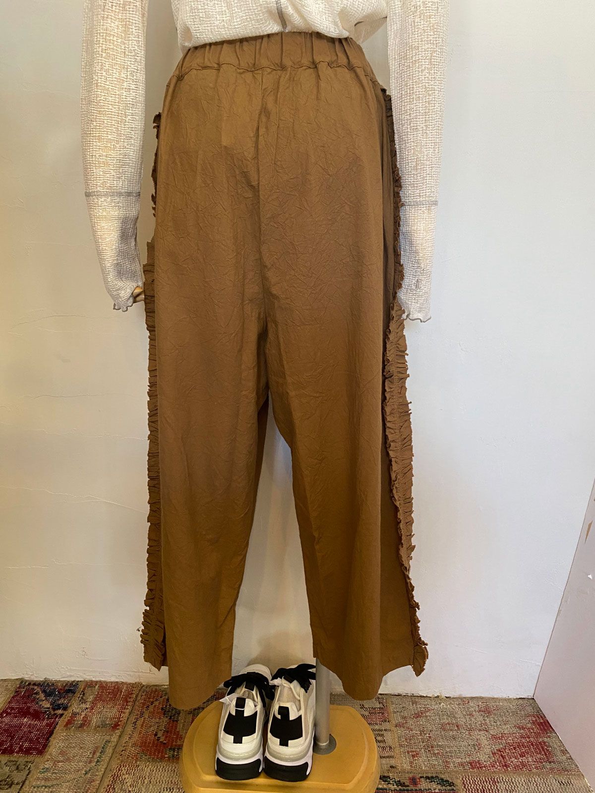 シーチングハンドワッシャー フリンジパンツ コヨーテ