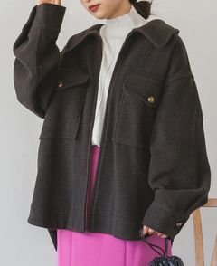 ジップシャツブルゾン チャコール