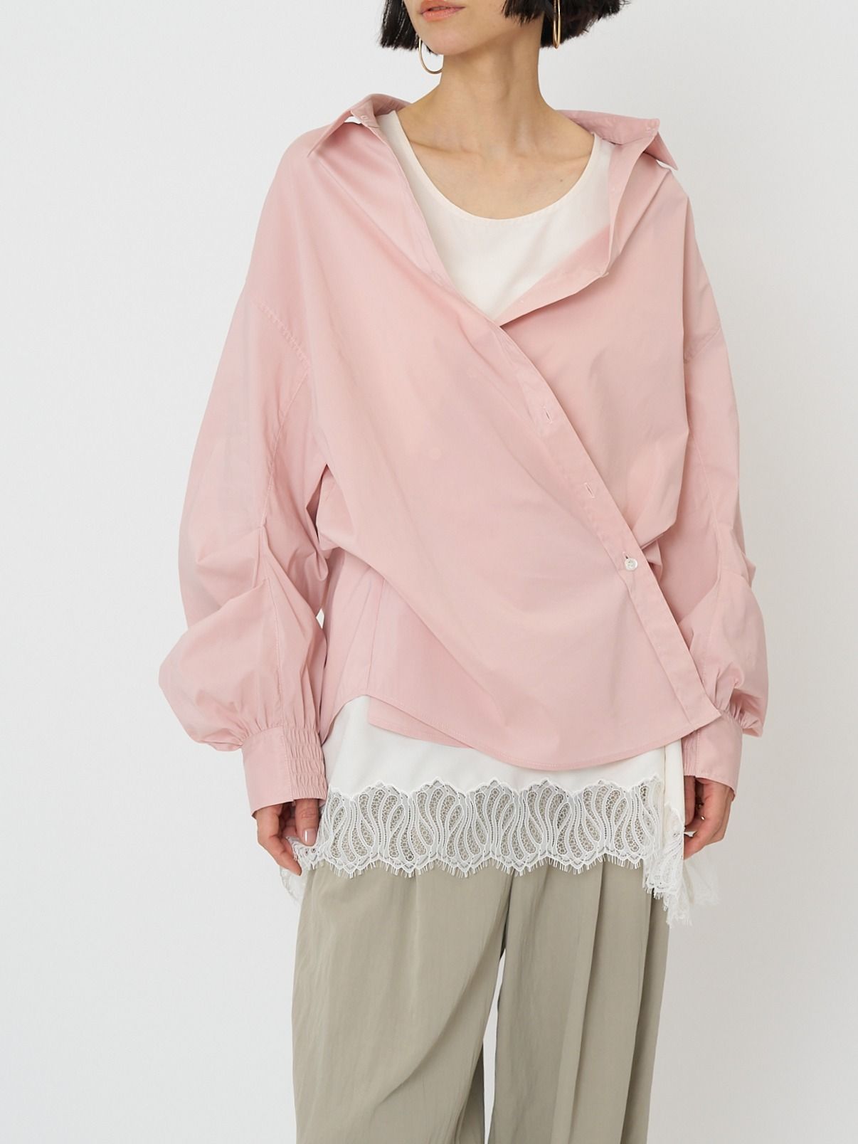 [1261-017KK] タックボリュームスリーブSH ピンク