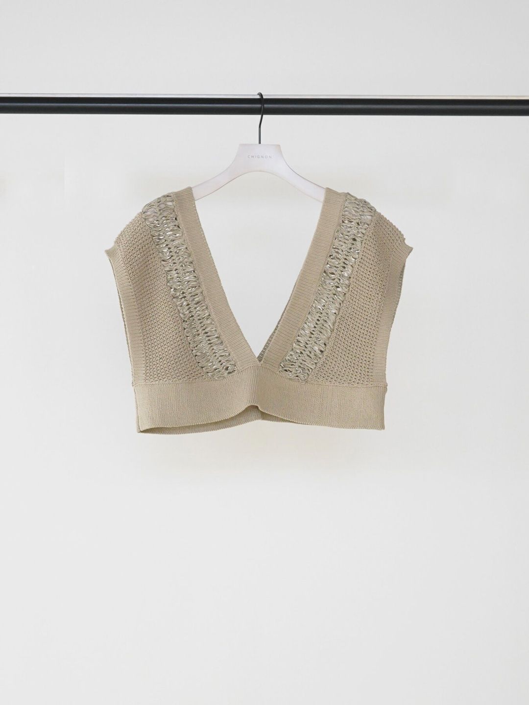 [9563-691DP] ヘアピンレースドッキングベスト カーキ