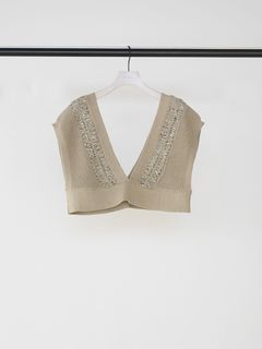 [9563-691DP] ヘアピンレースドッキングベスト カーキ