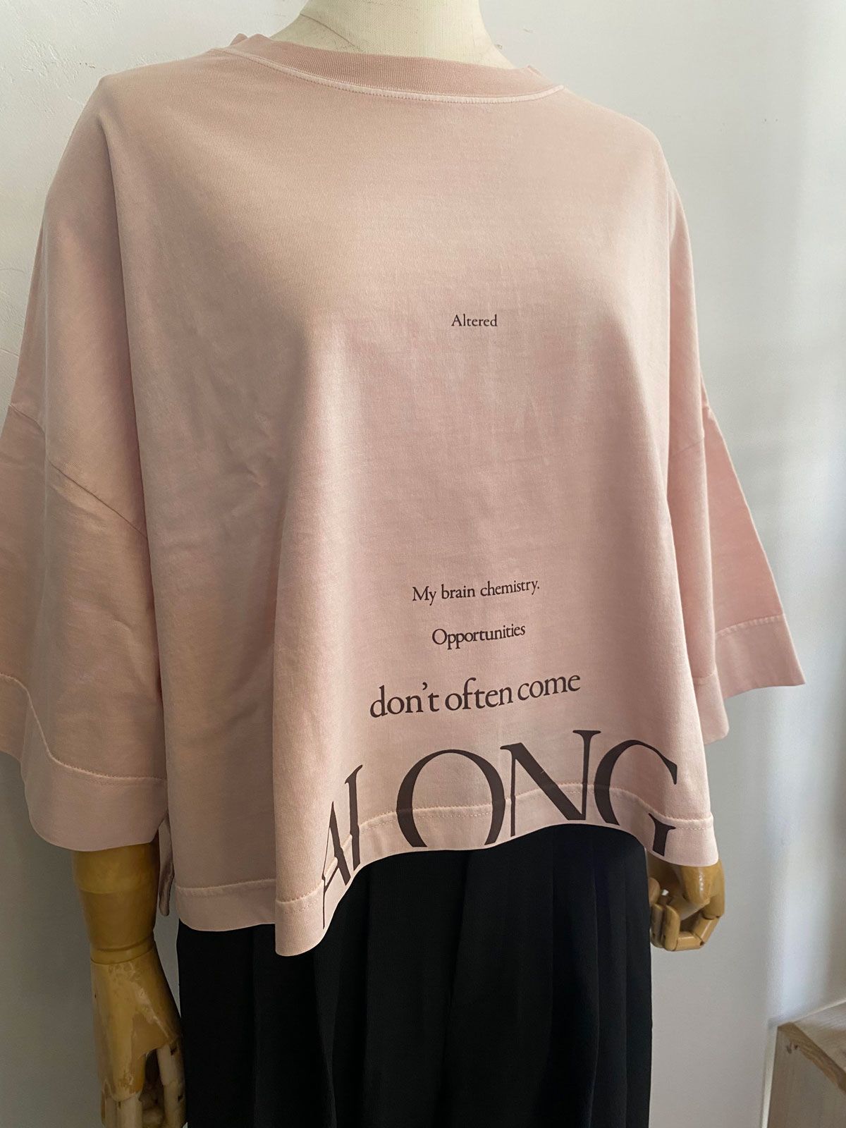 ピグメント製品染め オーバーロゴT ピンク