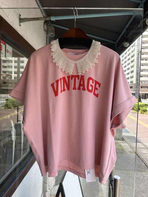 pearl necklace VINTAGE Tee ピンク