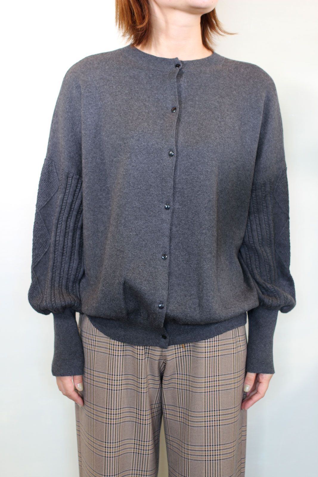 コットン&カシミア前後2WAYプルオーバー ダークグレー