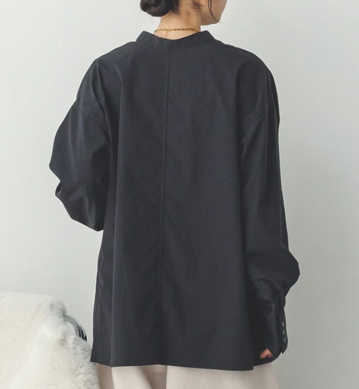 前後2WAYコットンライクシャーリングシャツ ブラック