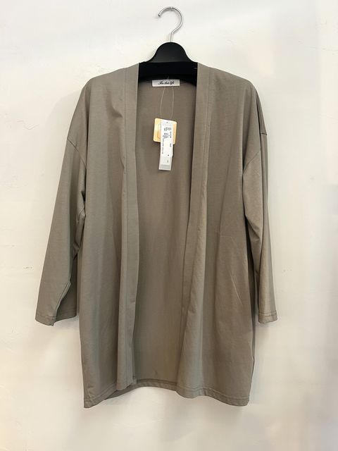ミドル丈トッパーカーディガン グレイベージュ