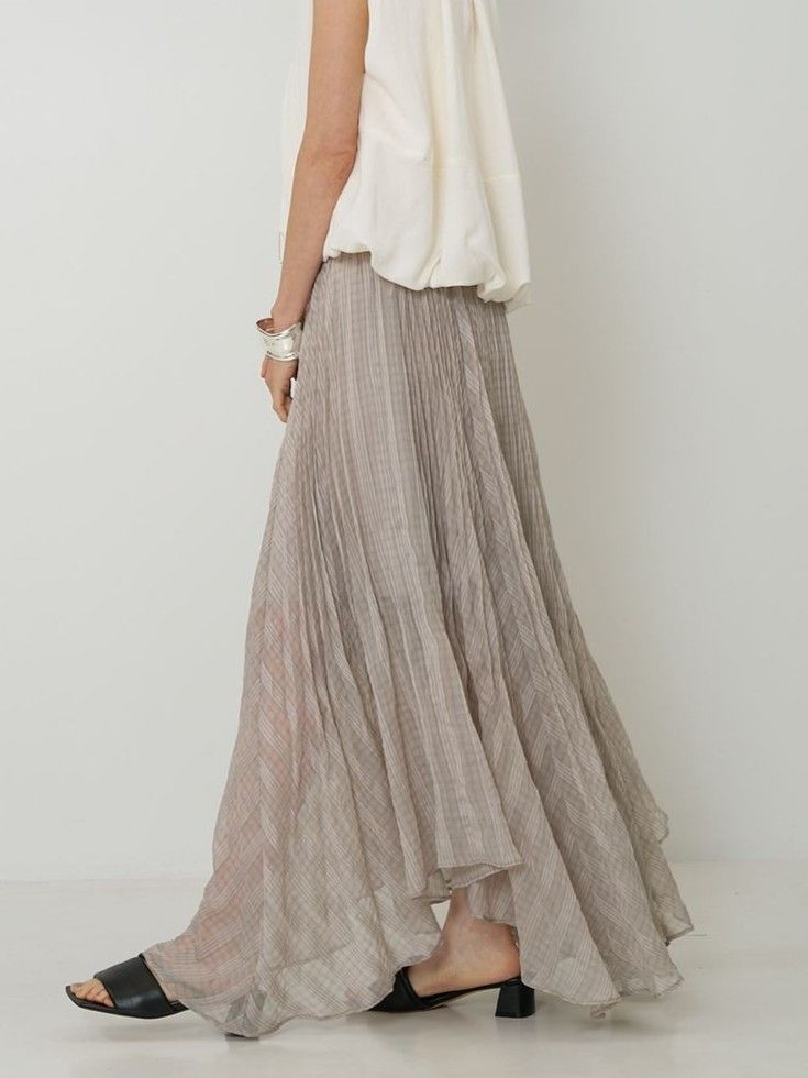 [2961-029MK] シアーチェックプリーツSK グリーン