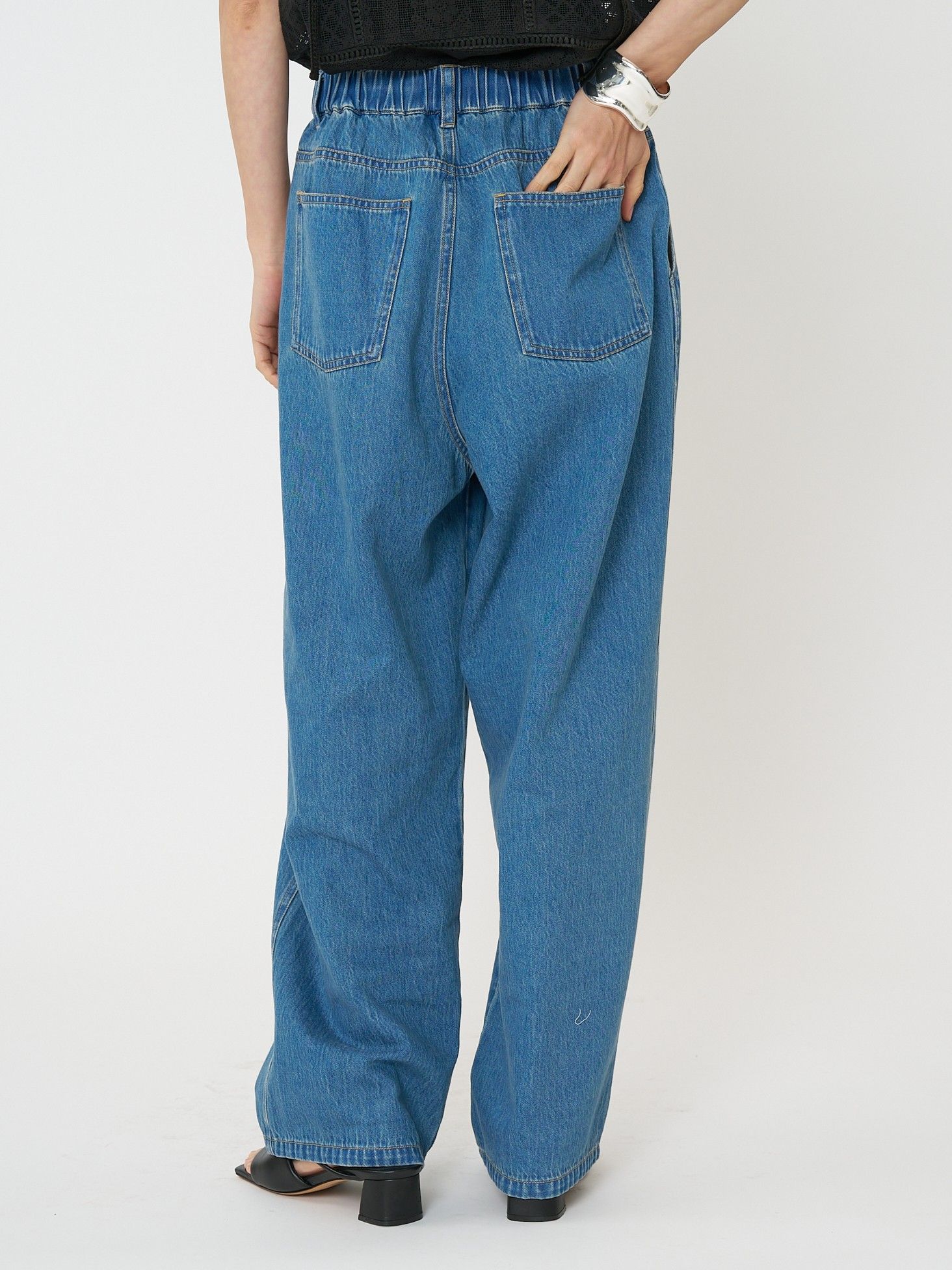 [3861-042BT] センターステッチデニムPT ブルー