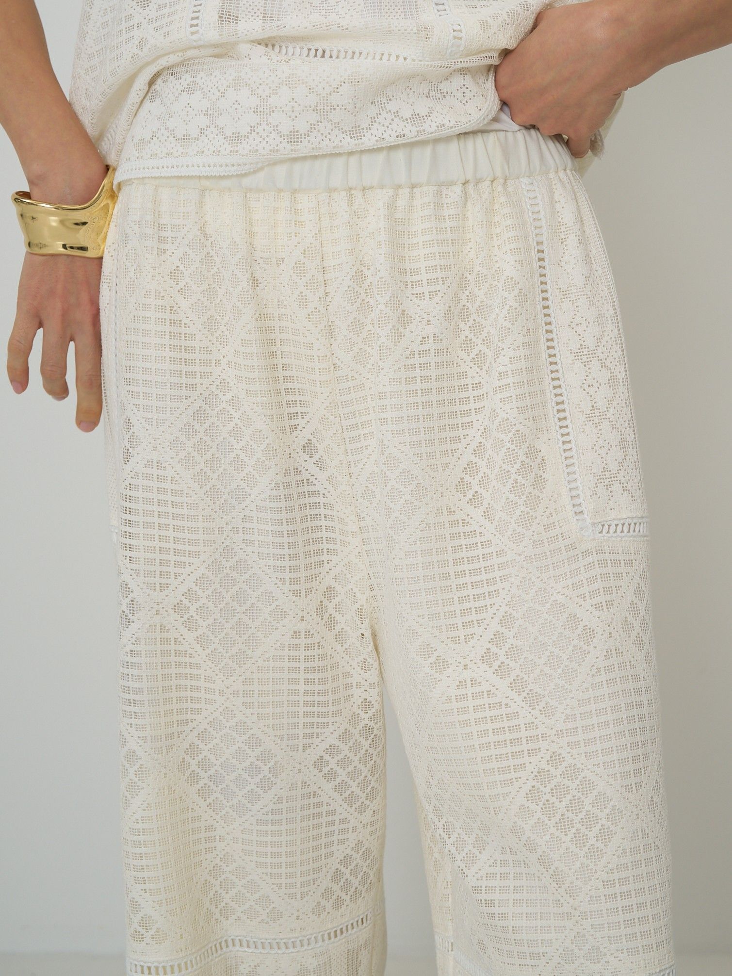 [3561-051BZ] パッチワークレースPT ブラック