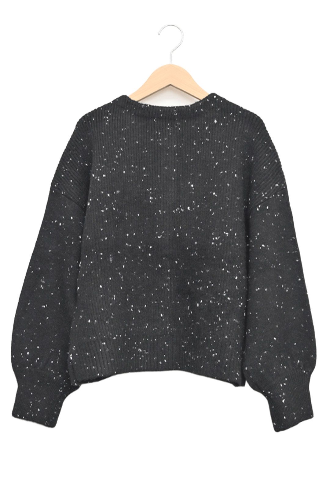 MIXニットxボア切替カーディガン ブラックミックス