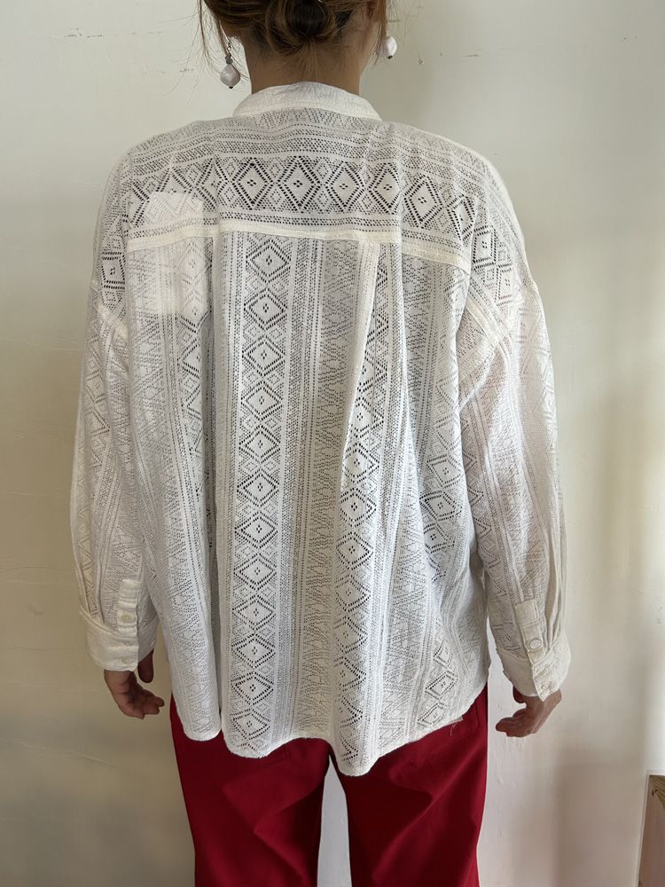 レース長袖シャツ ブラック