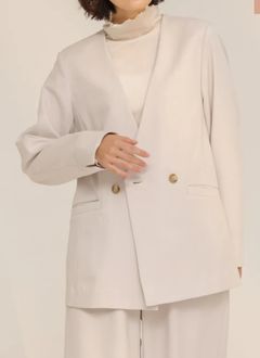 ソフトリネンライクツイルノーカラージャケット