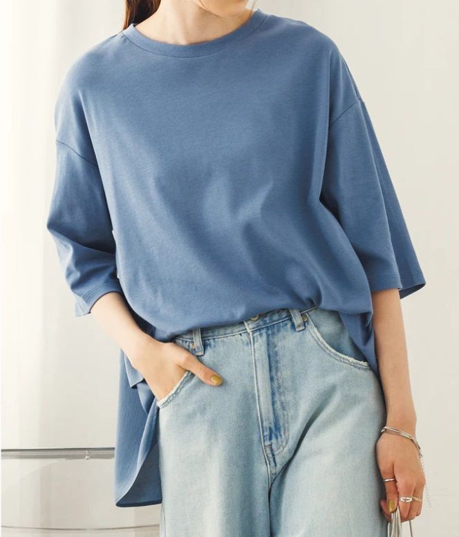 バックフリルTシャツ サックスブルー