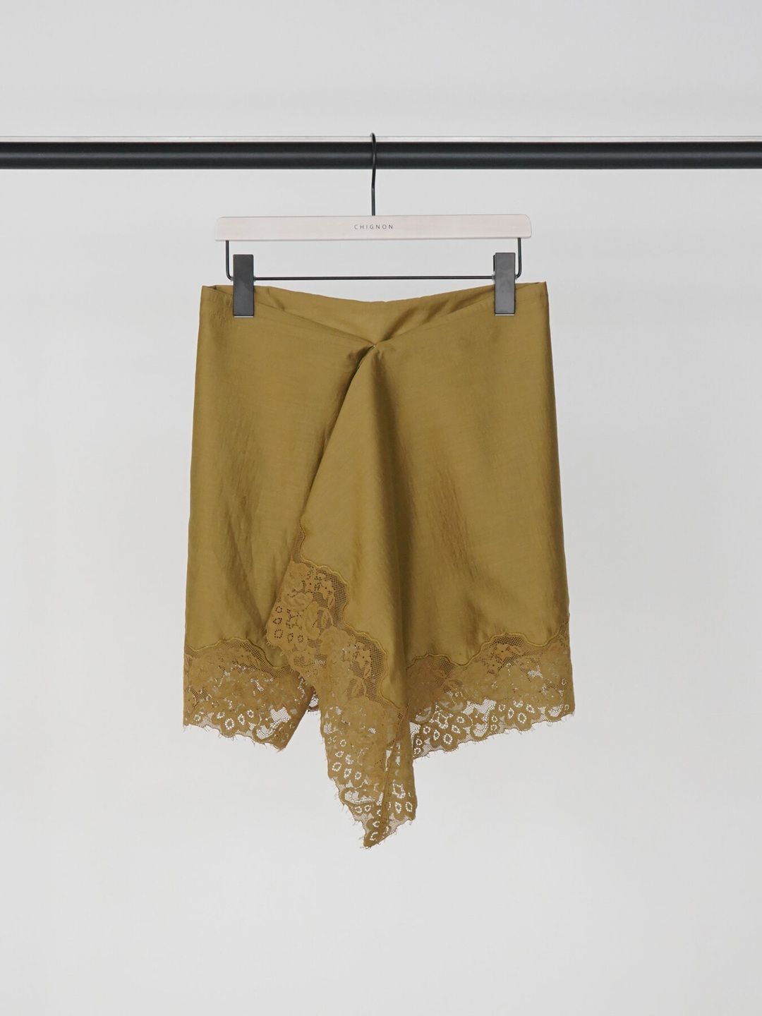 [0563-686NH] レースマルチWAYスカーフ ライトカーキ