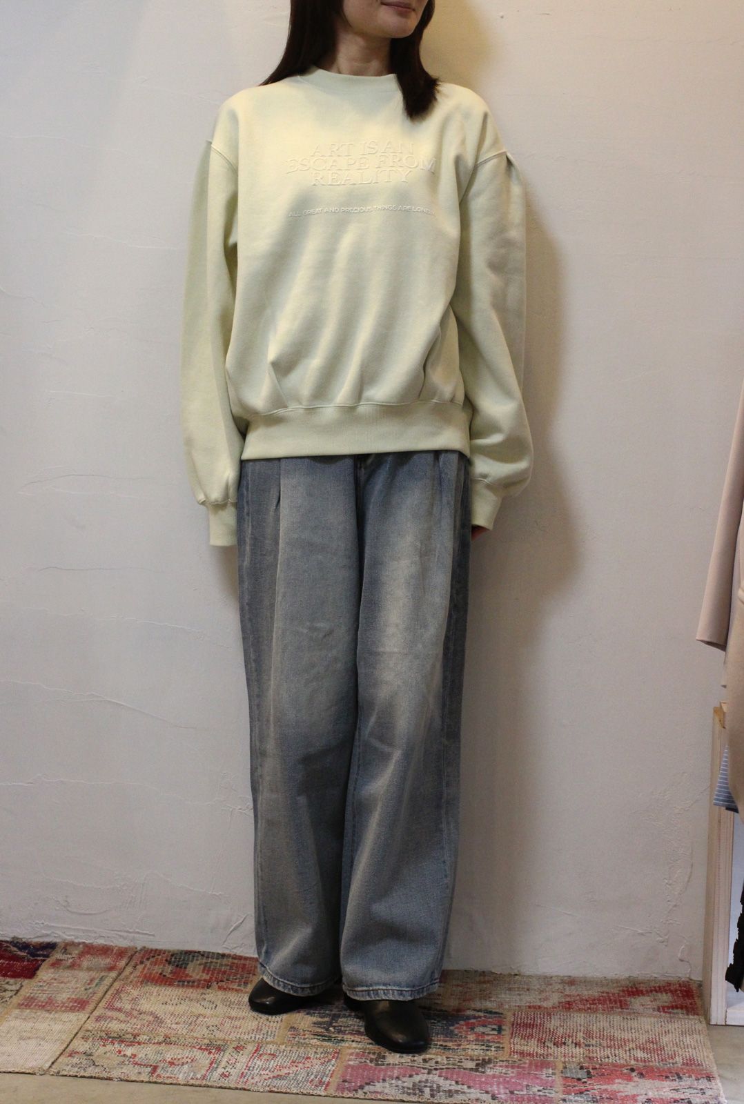 裏起毛 フロッキー ロゴスウェット ライム