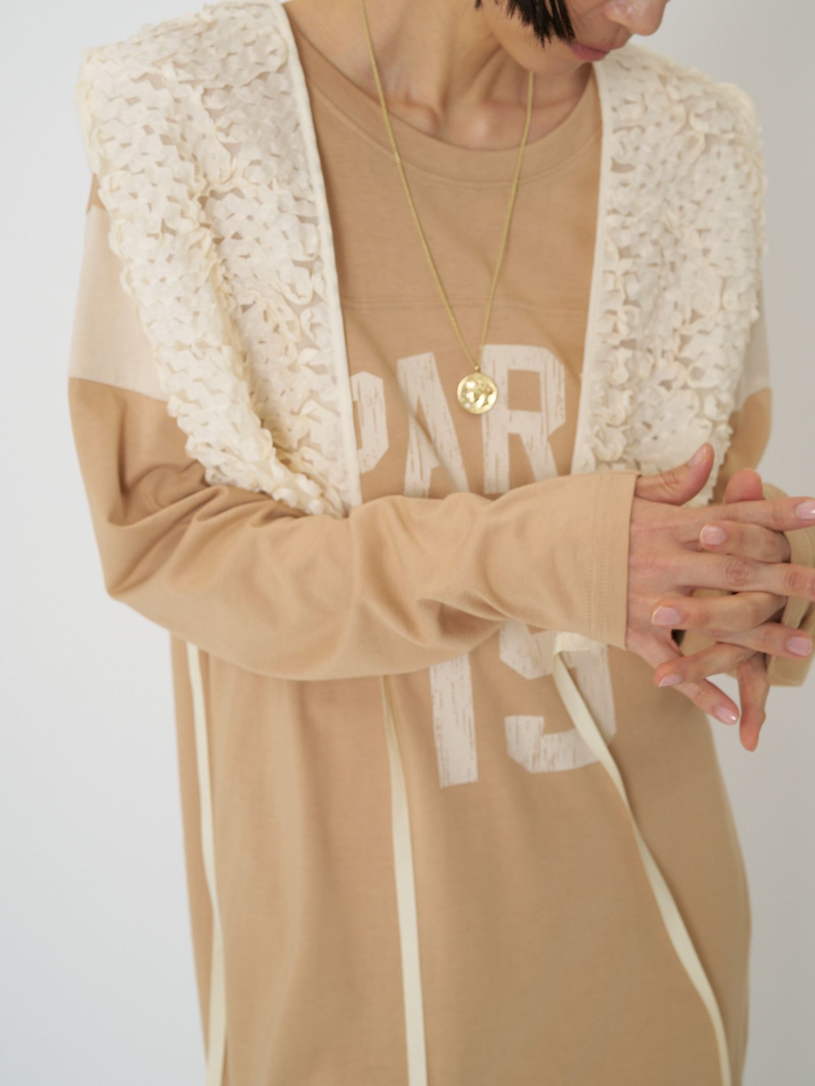 [5461-106KK] ”PARC”プリントロングOP ベージュ