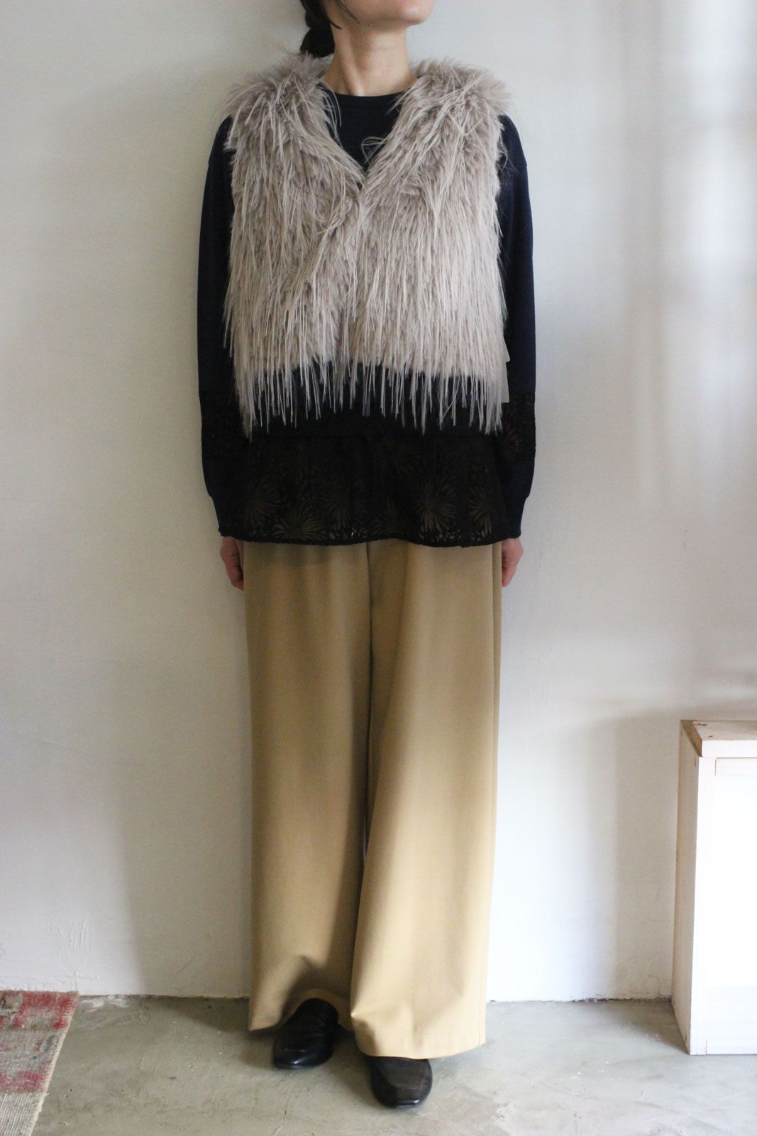 ロングファーニットベスト ライトグレー