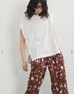袖なしTシャツ 白豆