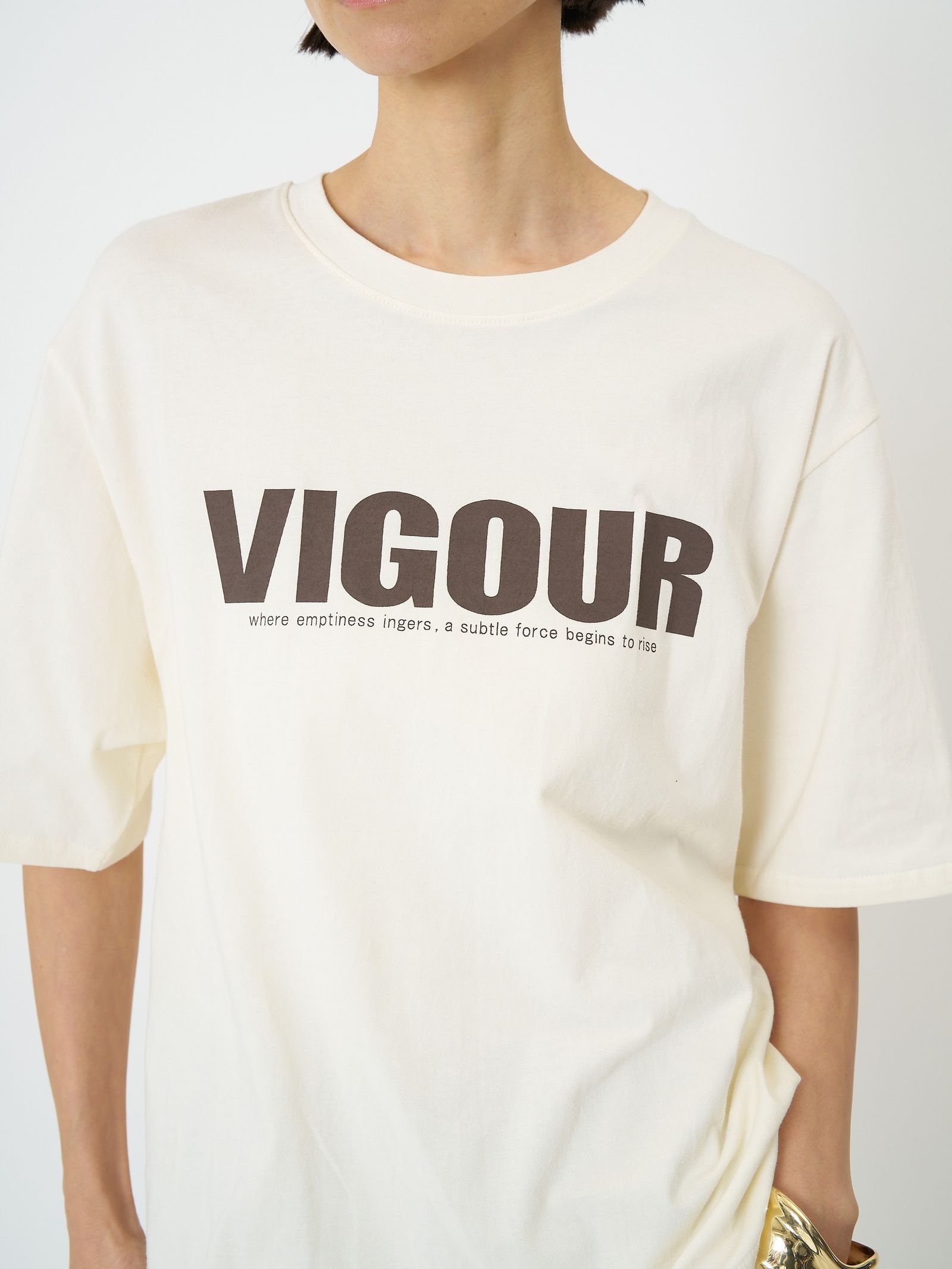 [8461-102KK] ”VIGOUR”プリントTee ブラウン