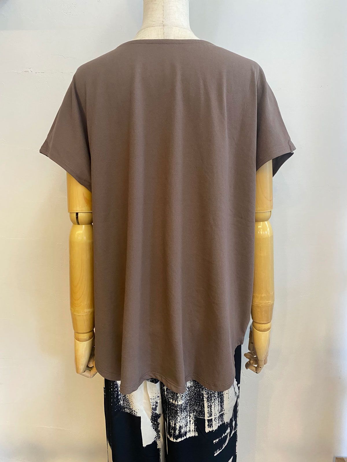 2WAY フレンチオーバーロゴTシャツ ブラウン