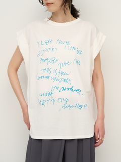 [8462-404KK] ラフスケッチプリントフレンチ ホワイト