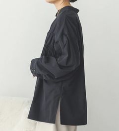 前後2WAYコットンライクシャーリングシャツ ブラック