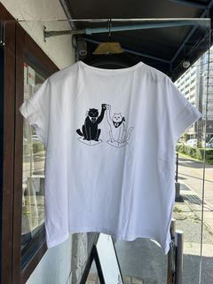 ナチュラルソフト天竺 まねき猫PTコンフィーシャツ オフブラック