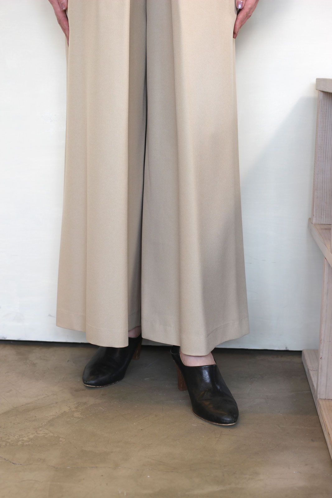 ツイルワイドサロペット ベージュ