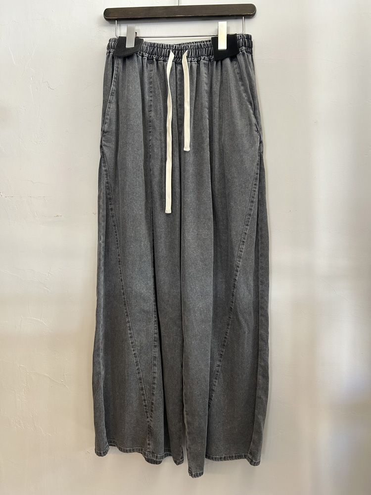 テンセルストレッチデニムワイドパンツ グレー