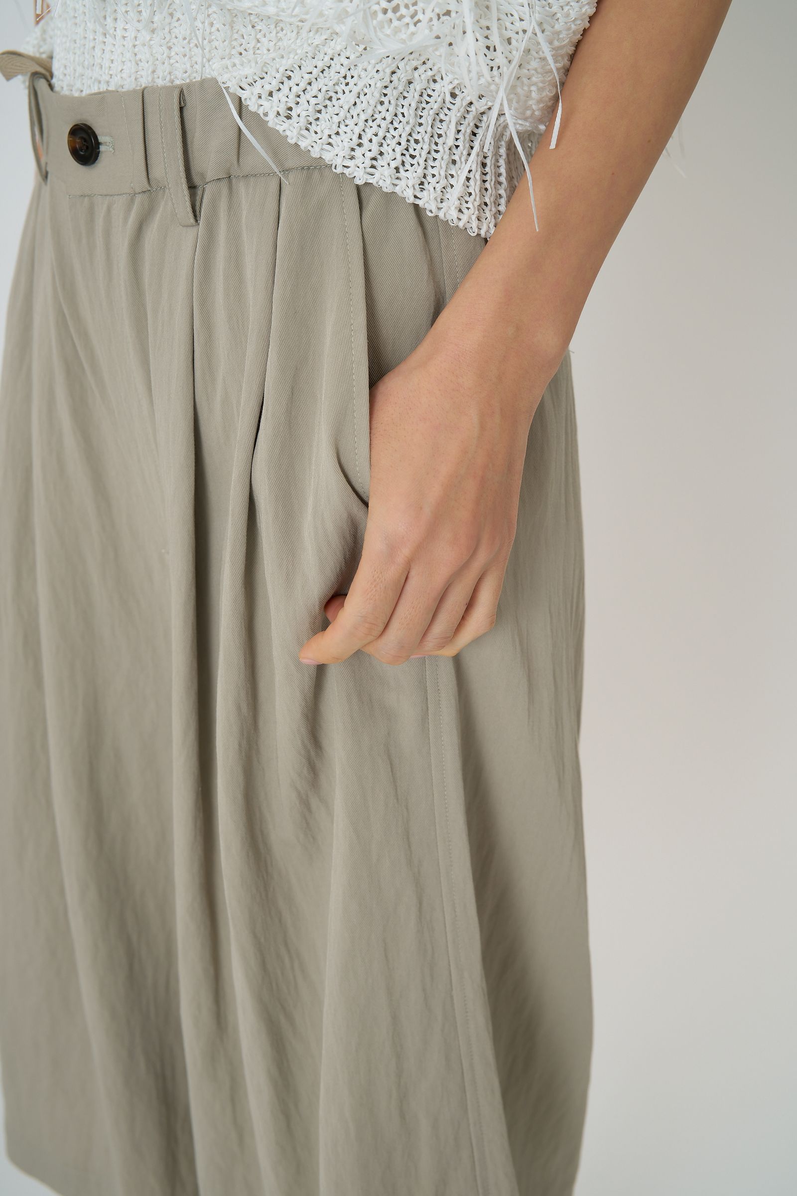 [3861-007KK] リラックスツイルキュロット ライトベージュ