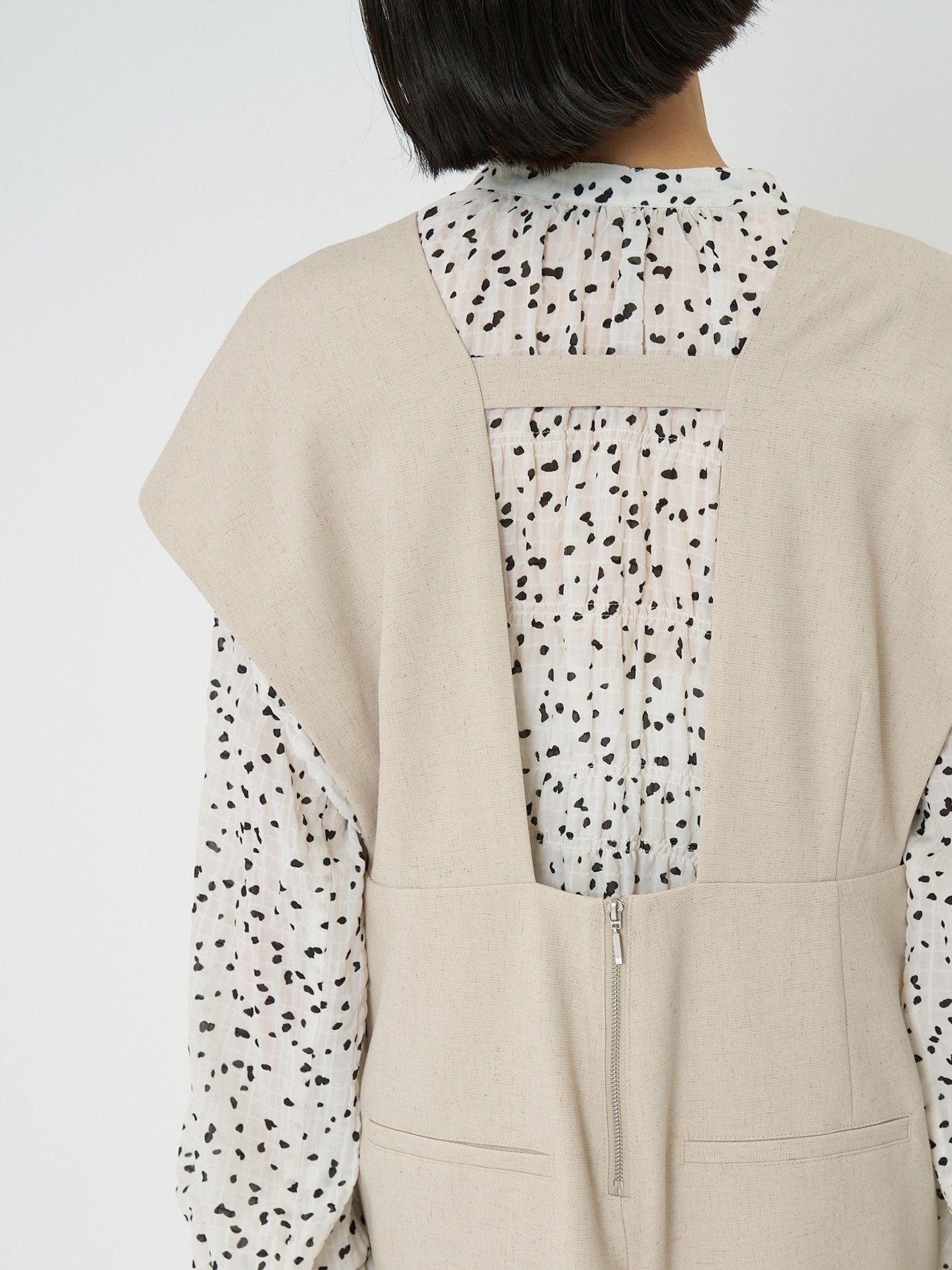 [3861-030MK] ワイドドレープコンビネゾン チャコール