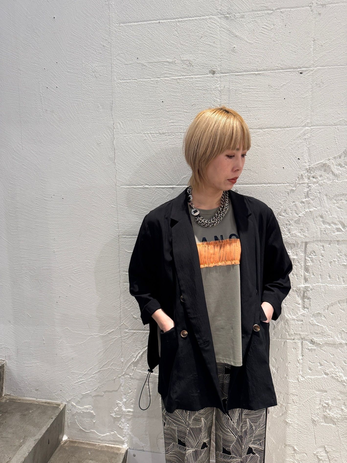tulle bar TRANOI. wide tee カーキ