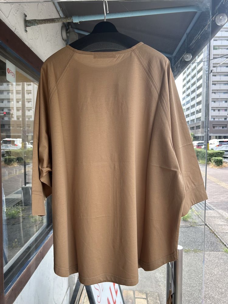 6分袖ロゴラグランカットソー ベージュ
