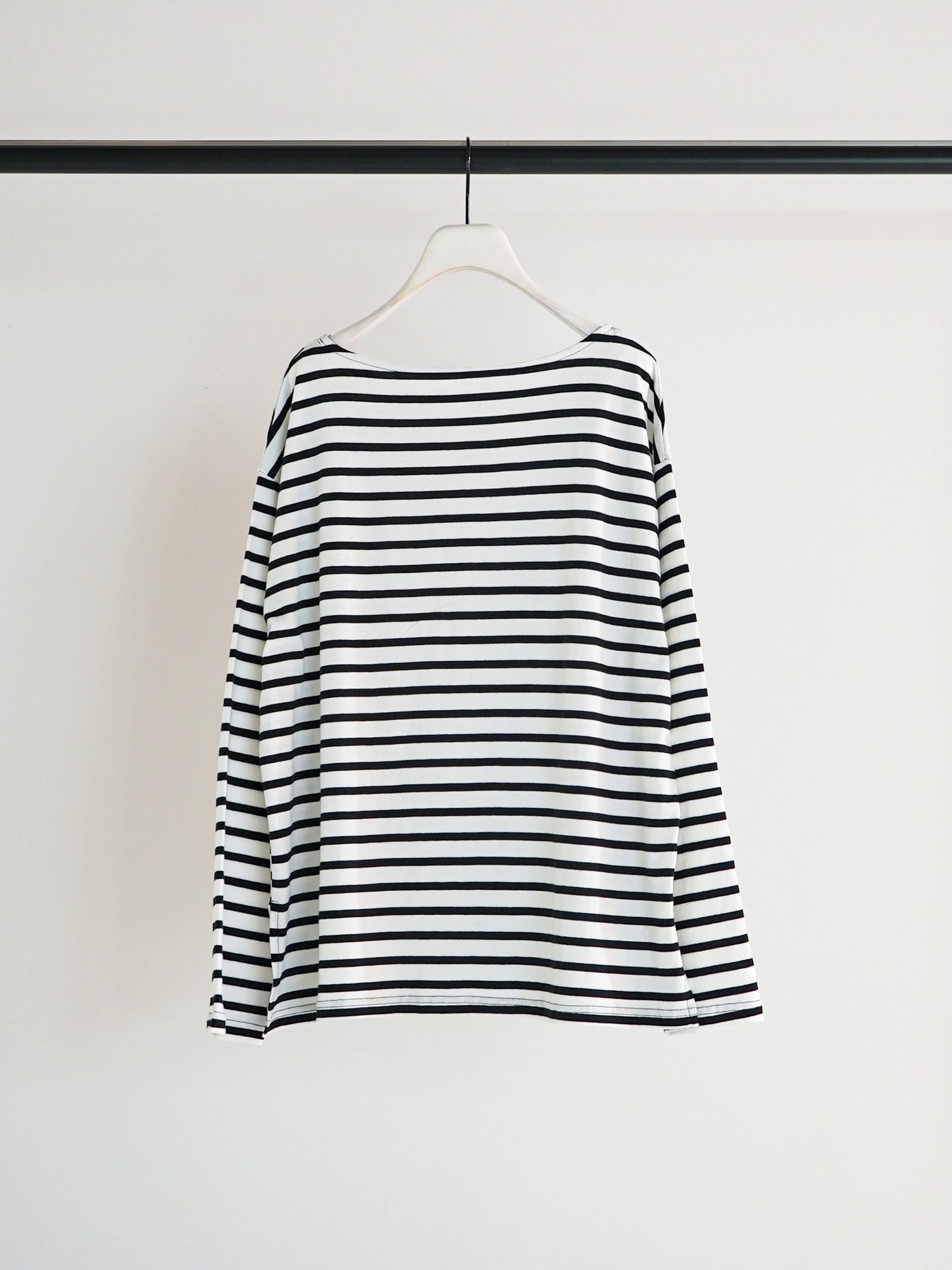 [8461-104KK] ボーダープリントロンTee ホワイト/ブラック