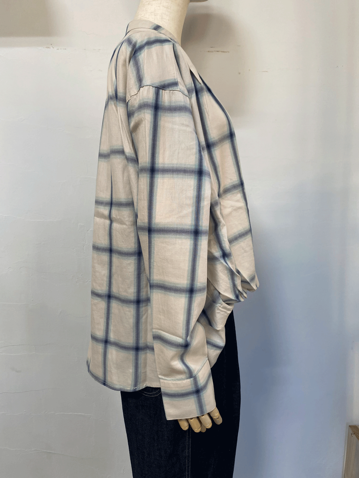 先染め チェックフロントインシャツ オフ