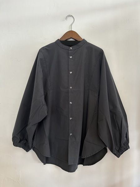 近江晒50sブロード袖ボリュームシャツ チャコール